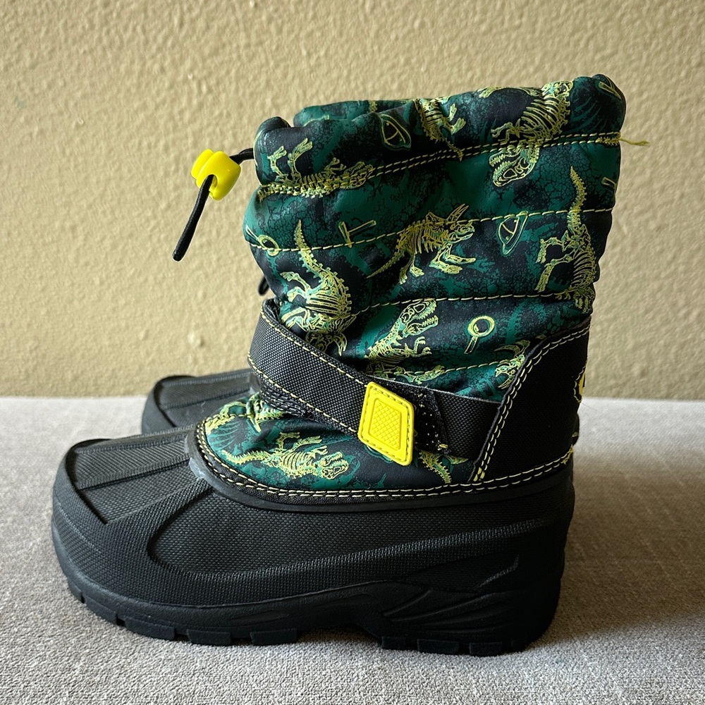 Athletech Green Dinosaur Rubber Sole Waterproof Snow Boots Size 11